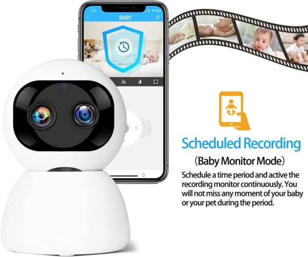 Bextgoo Dual Lens Motion WiFi 1080P Indoor Security Camera with 32G SD Card WHT - Image 6